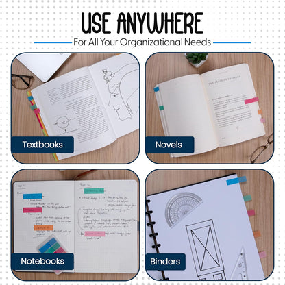 Essex Wares - 300 Pieces - Transparent Sticky Notes Tabs with Case - 5 Light Pastel Colors - 3 Cases - 1.8" x 0.4" - 60 Pieces - Pop Up Index Tabs - Book Flags for Annotating - Book Sticky Tabs
