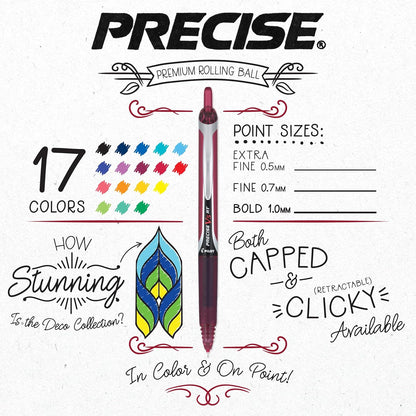 PILOT Precise V10 RT Refillable & Retractable Rolling Ball Pens, Bold Point, Black Ink, 12-Pack (13450)