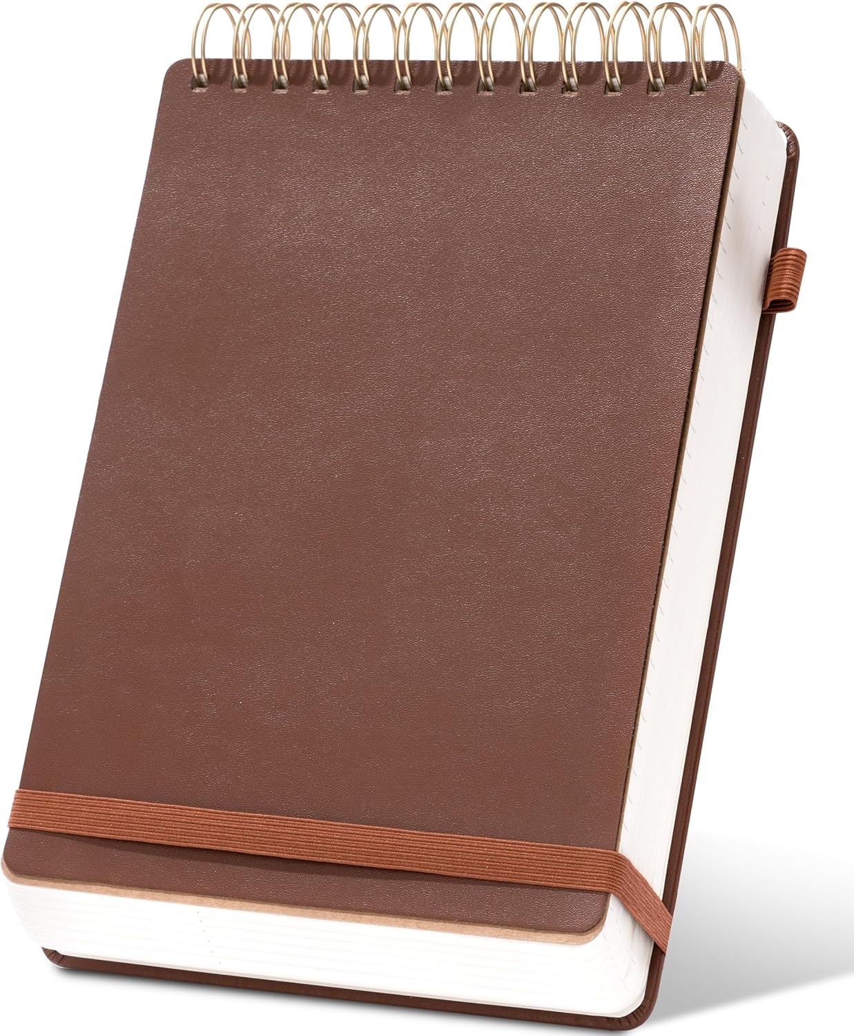 Yoment Small Notebooks 3x5 Leather Pocket Notepad 150 Pages Mini Top Spiral Notebook, 100 GSM Thick Paper, Memo Note Pads for Work School Nursing, Brown