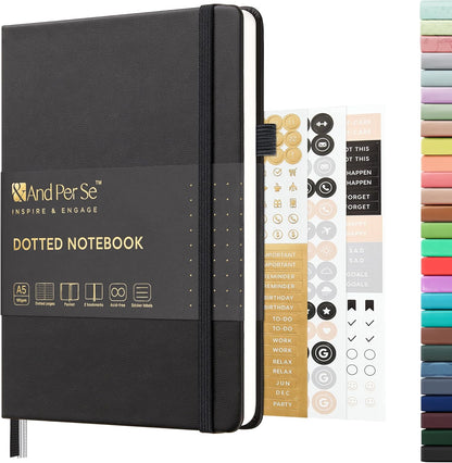 &And Per Se Lined Journal Notebook, 160 Pages, A5 5.7 x 8 inches College Ruled Thick Paper Notebook Journals for Writing, Hardcover Notebooks for Women Men Office School (1 Pack, Green) - Colors B
