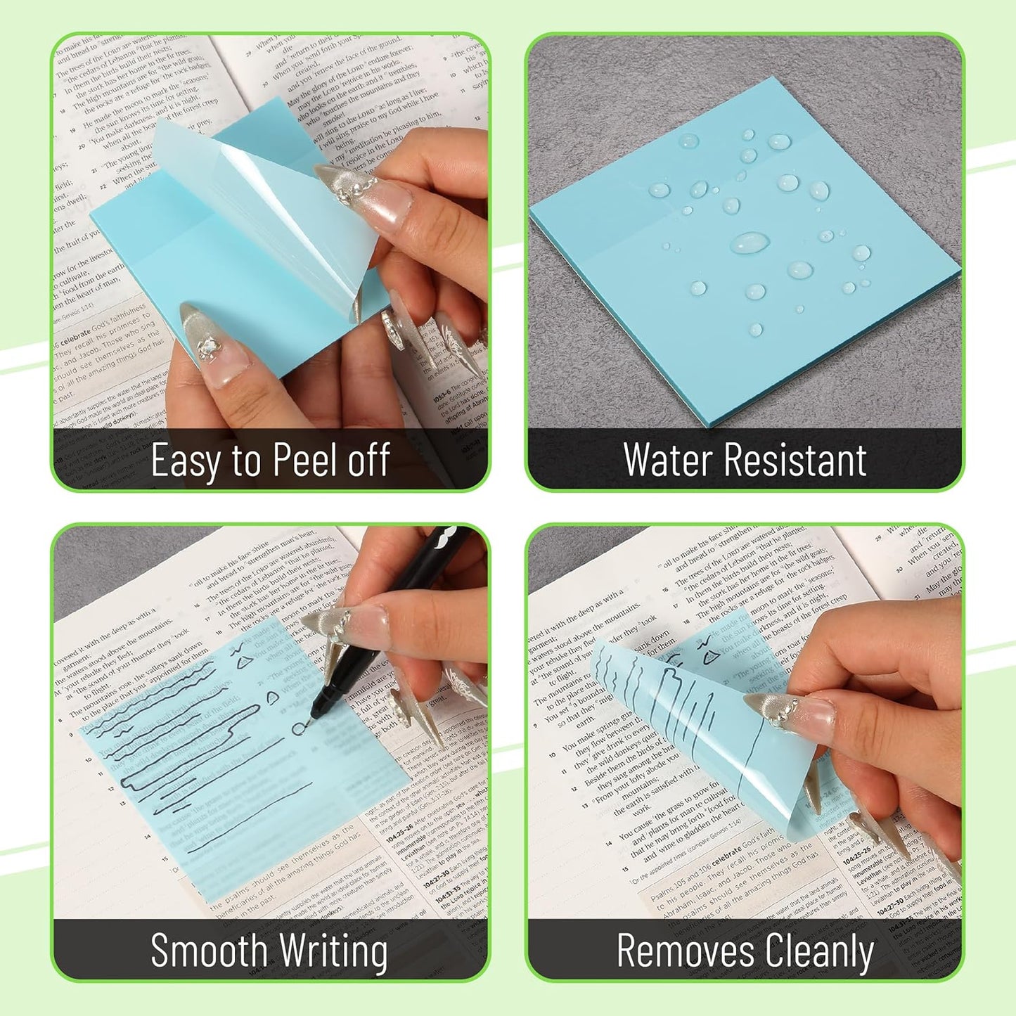 Mr. Pen- Transparent Sticky Notes, 3" x 3", 12 Pads, 600 Sheets, See Through Self-Adhesive Notes for Bible Journaling and Studying, Water-Resistant, Easy to Peel, Clean Removal
