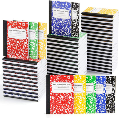 feela 40 Pack Mini Composition Notebook Bulk, Cute Pocket Composition Note Pad, Small Journal Notebooks for Students College School Supplies, 4.5" X 3.25", Narrow Ruled, 5 Marble Covers