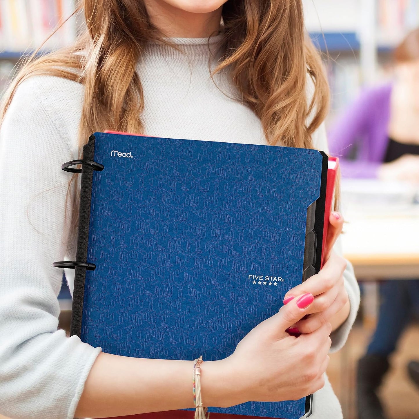 Five Star Flex Refillable Notebook + Study App 1 Inch O-Rings Binder with Pockets Tabs and Dividers, 220 Sheet Capacity, Includes 60 Sheets 8.5" x 11" College Ruled Paper, Prom Pink (293280R)