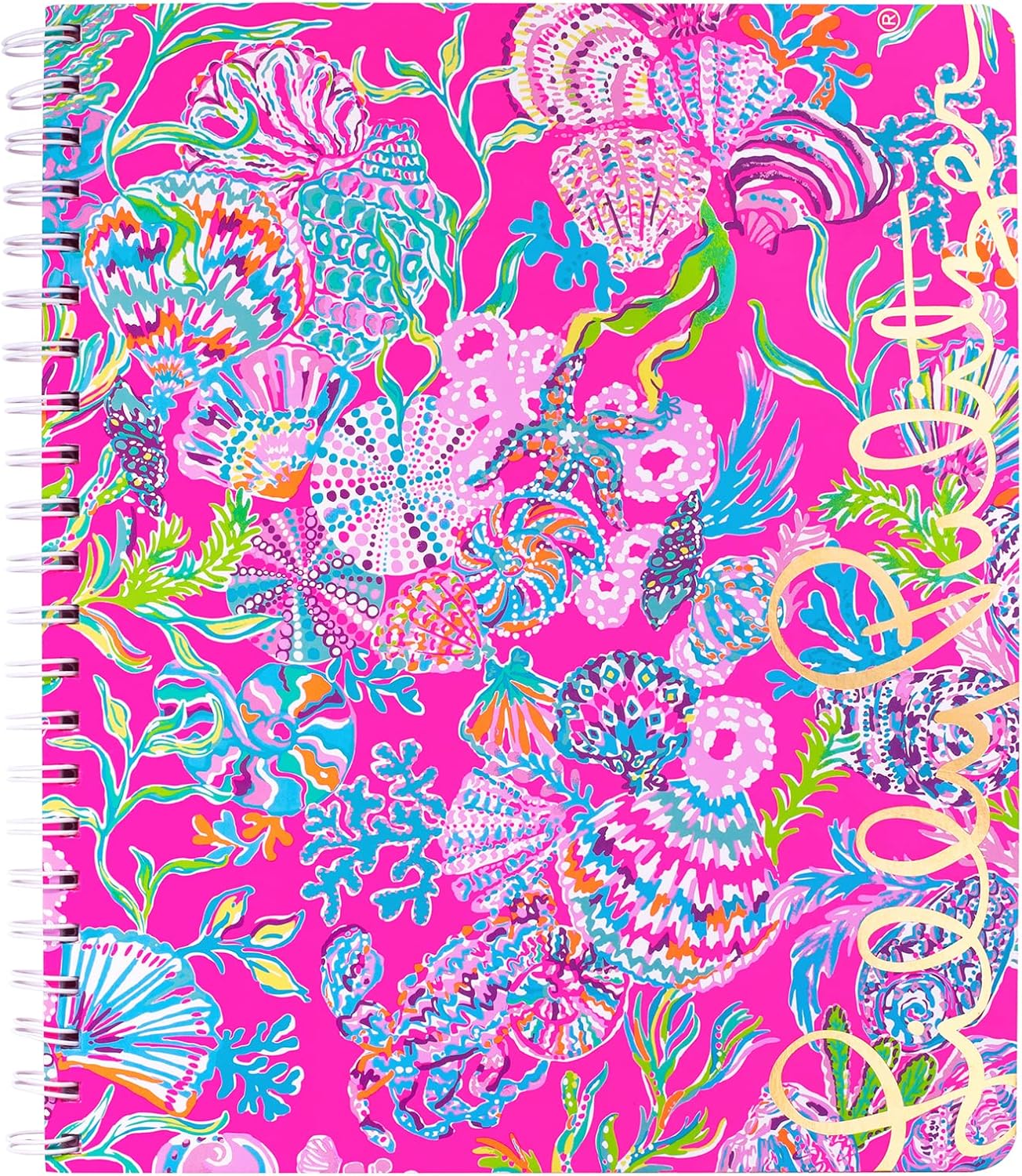 Lilly Pulitzer Large Blue Hardcover Spiral Notebook, 11" x 9.5" with 160 College Ruled Pages, Cabana Cocktail