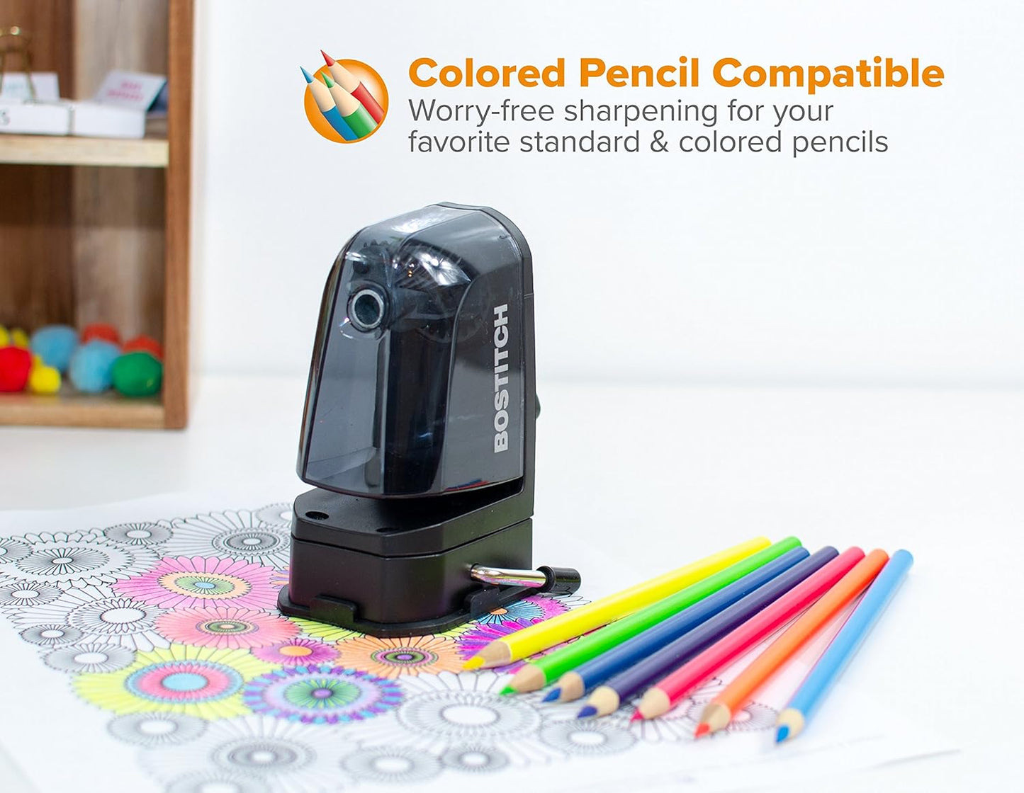 Bostitch Office Multi-Mount Manual Pencil Sharpener, Vacuum Mount or Screw Mount, Black (MPS2-BLK)