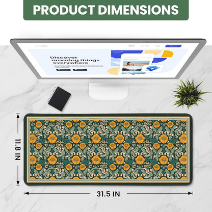 Large Mouse Pad for Desktop, Cute Desk Mat Pad Protector for Work & Gaming, Aesthetic Pretty Anti-Slip Laptop Blotter Cover for Office School Home Supplies, Wildflowers, 31.5" x 11.8"