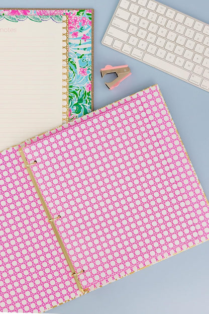 Lilly Pulitzer Cute 3-Ring Binder with Pockets and 3 Tab Dividers, Thin Aesthetic Binder (0.75" Metal Rings), Leaf it Wild