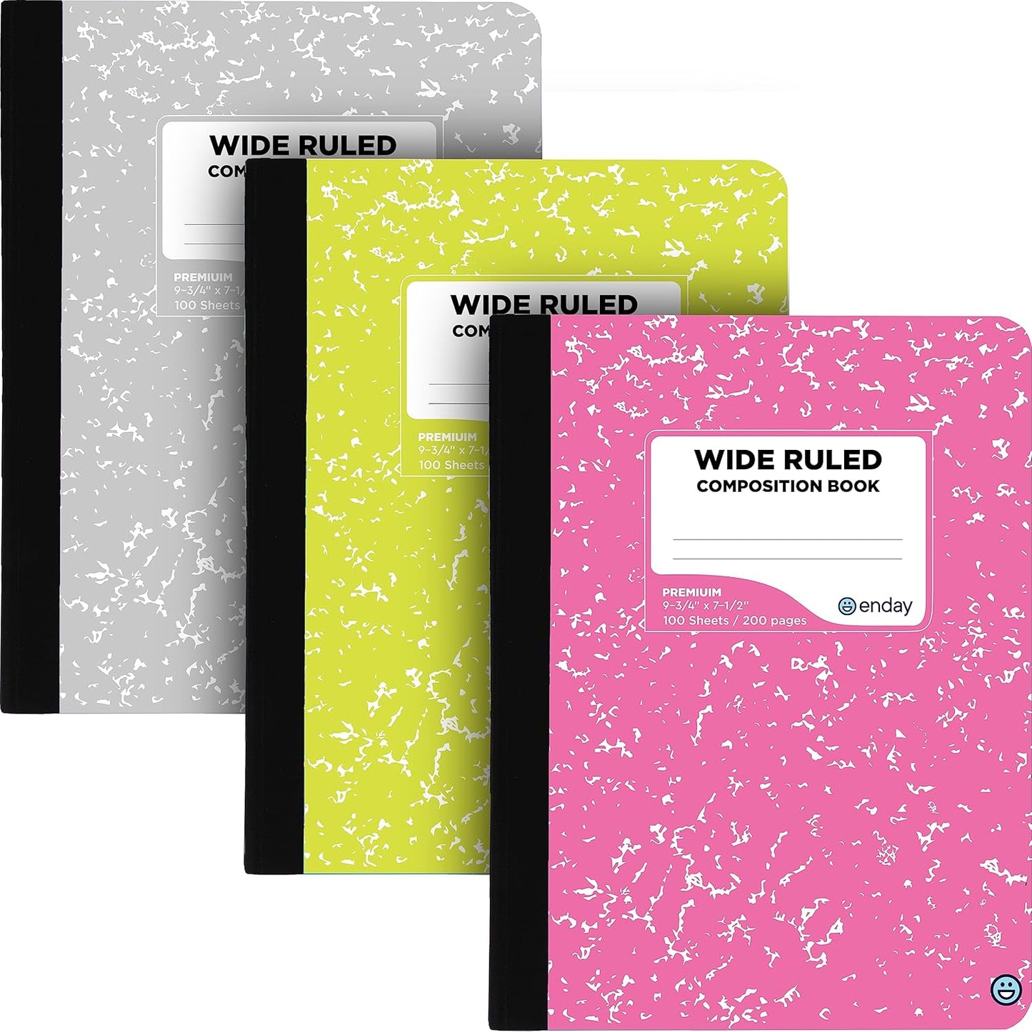 Emraw Marble Composition Notebook Wide Ruled Black and White Composition Books 100 Sheets (4 Pack) - By Enday