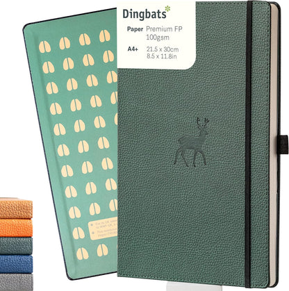 Dingbats* - Wildlife Lined Extra Large A4 Notebook - PU Leather Hardcover Journal for Work, Writing - Pocket, Elastic Closure, Pen Holder, Bookmark