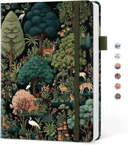 Taja Pretty Lined Journal for Women, Aesthetic Cute Hardcover Leather Journal for Writing, A5 College Ruled Notebook for Work & Note Taking, Perfect for Office School Home, 160 Pages, Meadow Flowers