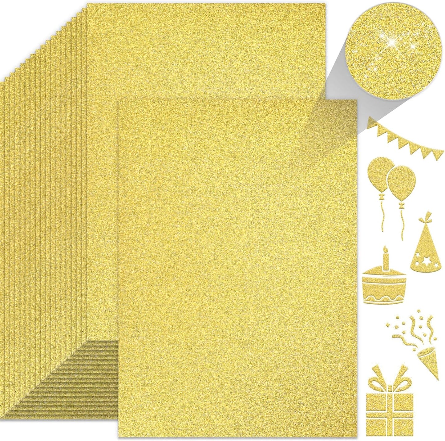 BOOKNOW 27 Sheets Silver Glitter Cardstock, 8.27" x 11.7" (A4 Size) Heavyweight Sparkle Paper, 250GSM/92LB Glitter Paper for Wedding Invitations, Scrapbooking, Card Making, DIY Cake Toppers