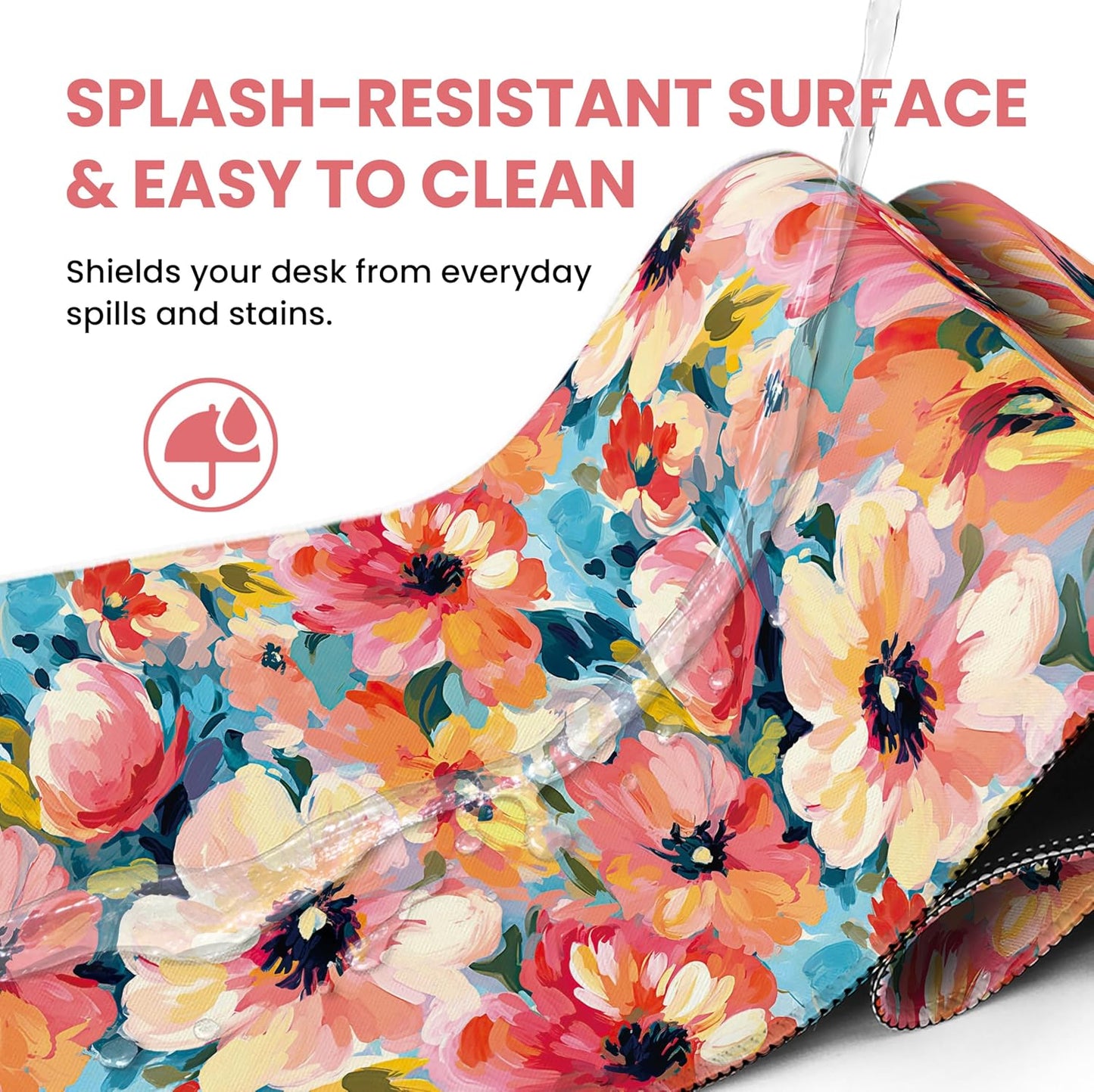 Large Mouse Pad for Desktop, Cute Desk Mat Pad Protector for Work & Gaming, Aesthetic Pretty Anti-Slip Laptop Blotter Cover for Office School Home Supplies, Wildflowers, 31.5" x 11.8"