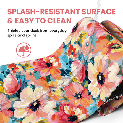 Large Mouse Pad for Desktop, Cute Desk Mat Pad Protector for Work & Gaming, Aesthetic Pretty Anti-Slip Laptop Blotter Cover for Office School Home Supplies, Wildflowers, 31.5" x 11.8"