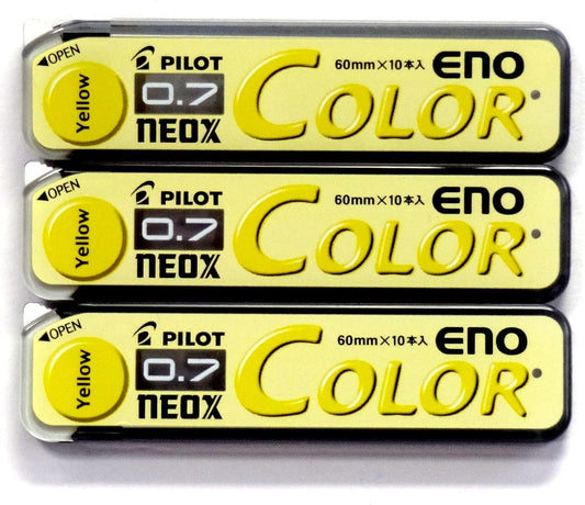 Pilot Color Mechanical Pencil Lead Eno, 0.7mm, Yellow, 10 Lead ×3 Pack/total 30 Leads (Japan Import)