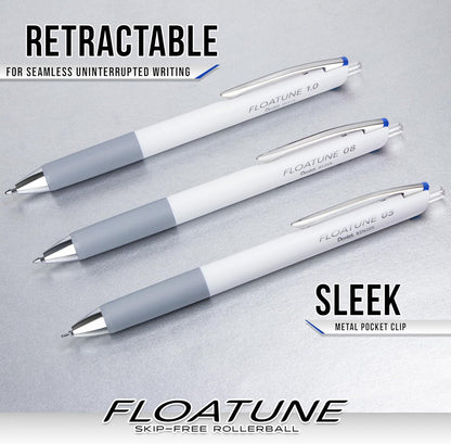 Pentel Floatune Retractable Rollerball, 0.8mm Medium Point, Black Ink, 5-pk (BY208PF5A)