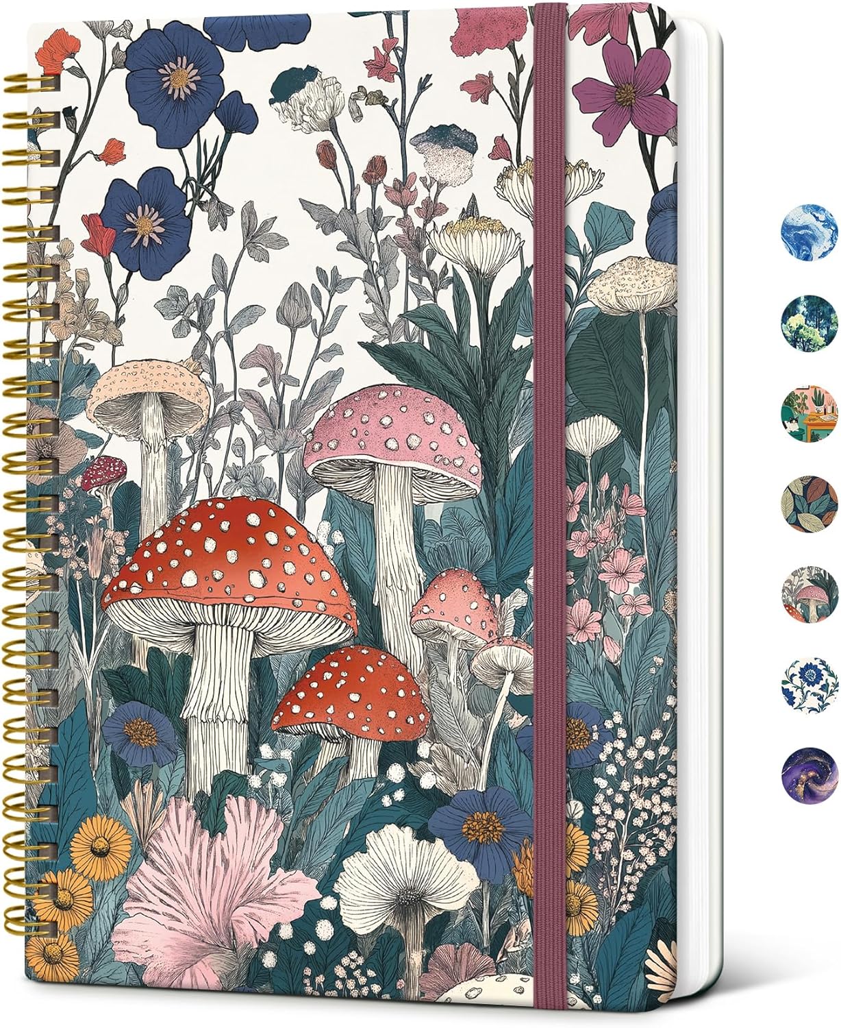 Taja Spiral Journal Notebook for Women, Pretty Hardcover Lined Notebook for Work & Note Taking, Aesthetic Cute Journal for Writing, 140 Pages, 5.8"x8.3", Floral