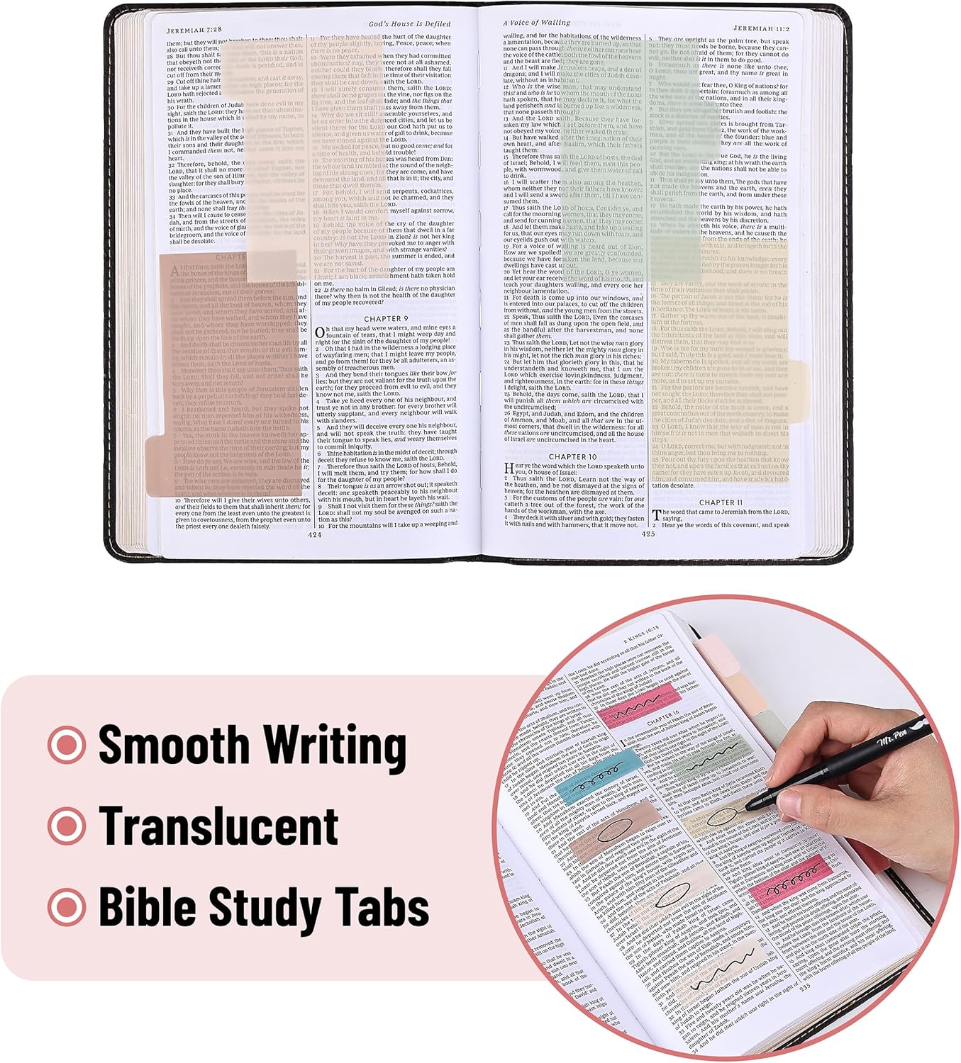 Mr. Pen- Sticky Notes Set, 410 Pack, Ruled, Dotted & Blank Notes with 150 Index Tabs, Divider Sticky Pads for Bible Study, Office, School, Planning, Journaling & Organization