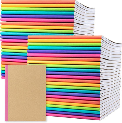 PAPERAGE 6-Pack Composition Notebook Journals, 120 Pages, Kraft Cover with Jewel Tone Spines, College Ruled Lined Paper, Small Size (8 in x 5.75 in) – for Home, Office or School Supplies