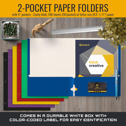 Better Office Products Two Pocket Portfolio Folders, 50-Pack, RED, Letter Size Paper Folders, 50 Pieces, Red