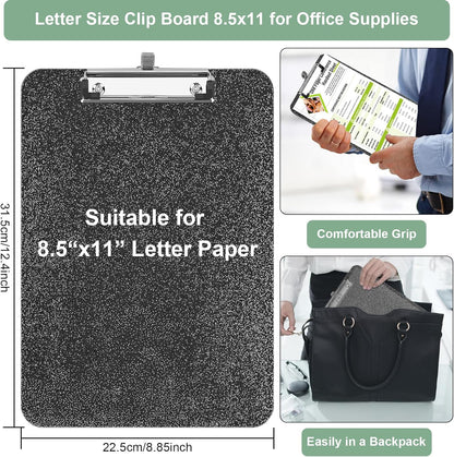 SFLHHDM 1 Pcs Clear Glitter Clipboards, Plastic Clipboard with Pen Holder, Size 8.85 x 12.4 in Shiny Clipboards with Low Profile Clip, Cute Hanging Clipboard for Office School Sparkly Clip Board-Pink