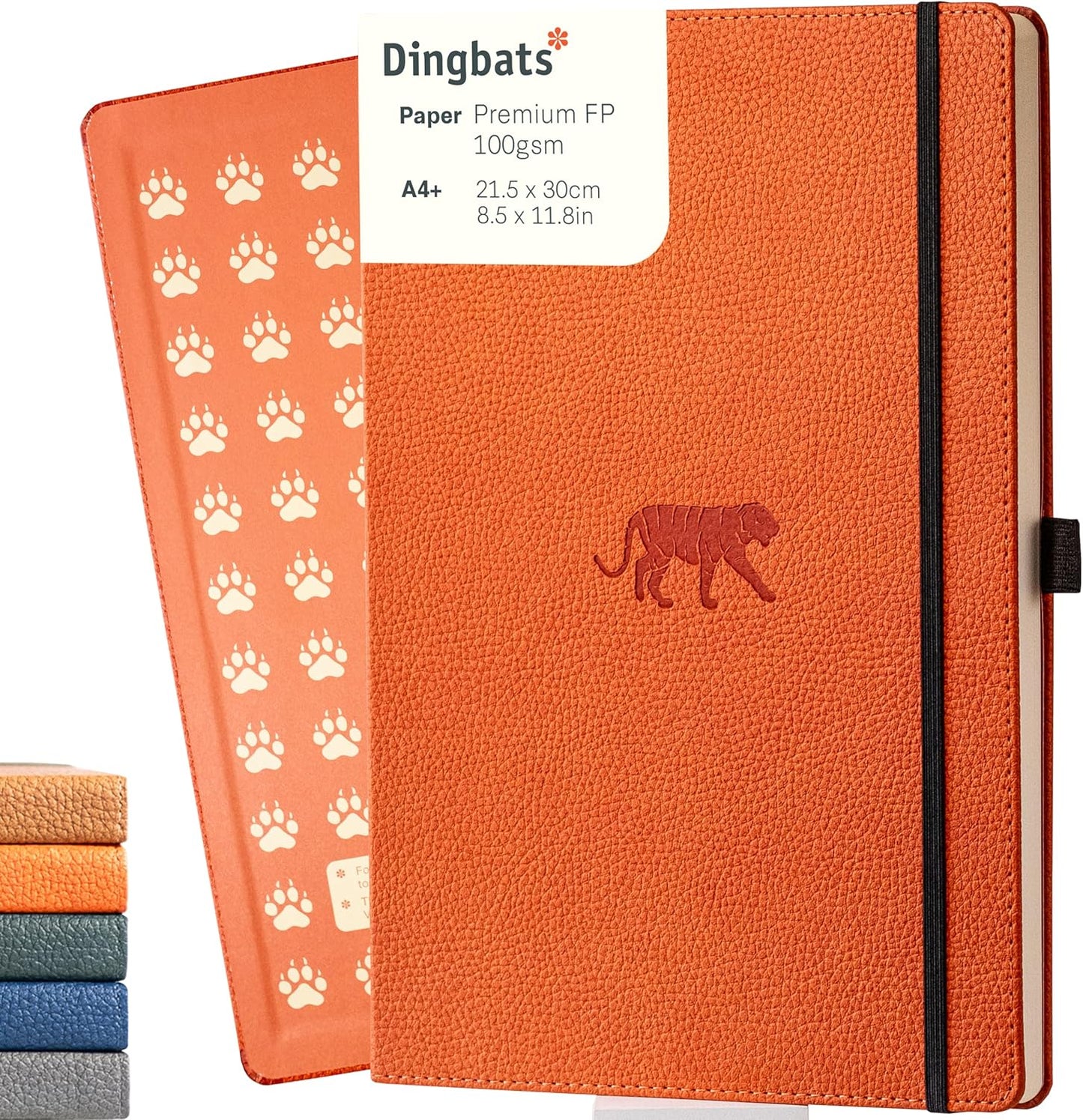 Dingbats* - Wildlife Lined Extra Large A4 Notebook - PU Leather Hardcover Journal for Work, Writing - Pocket, Elastic Closure, Pen Holder, Bookmark