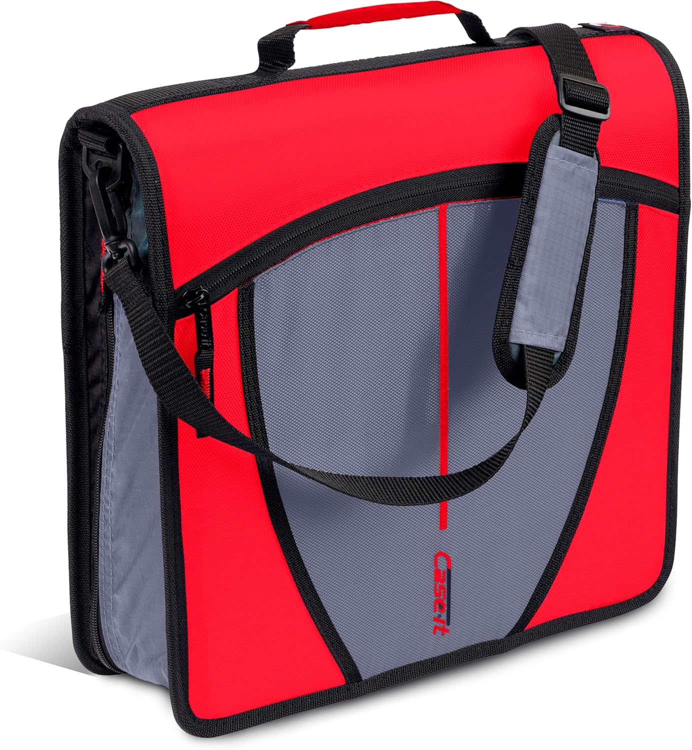 Case-it Mighty Zip Tab School Zipper Binder | 3-Inch O-Rings, 600-Sheet Capacity, 5-Subject Expanding File Folder, Multiple Pockets & Storage Organizer, Shoulder Strap | D-146 Jet Black