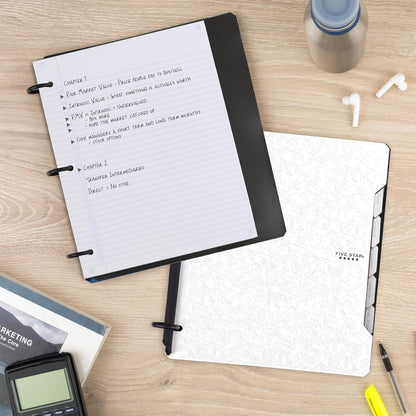 Five Star Flex Refillable Notebook + Study App 1 Inch O-Rings Binder with Pockets Tabs and Dividers, 220 Sheet Capacity, Includes 60 Sheets 8.5" x 11" College Ruled Paper, Prom Pink (293280R)