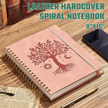 Ovesmusl Hardcover Spiral Notebook 8.5" x 11" with 5 Removable Dividers 300 Pages Leather 5 Subject Notebook College Ruled 100GSM Large Spiral Notebooks for Work Thick Lined Journal for Women, Green