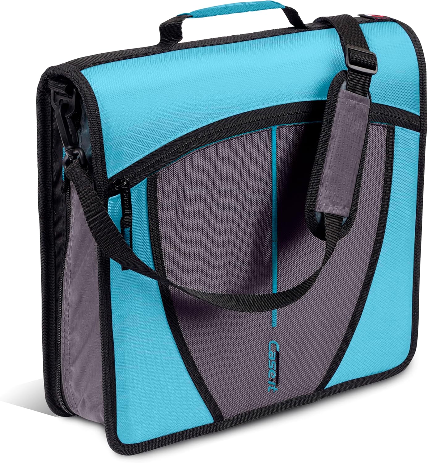 Case-it Mighty Zip Tab School Zipper Binder | 3-Inch O-Rings, 600-Sheet Capacity, 5-Subject Expanding File Folder, Multiple Pockets & Storage Organizer, Shoulder Strap | D-146 Jet Black