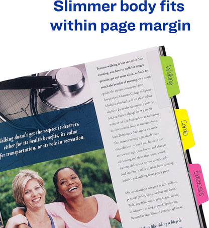 Avery Margin Ultra Tabs, 2.5" x 1", 2-Side Writable, Assorted Pastel Colors, 48 Repositionable Tabs (74867)