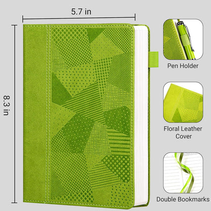 Yoment Lined Journal Notebook for Women, A5 Hardcover Leather Journal for Writing, 260 Pages 100 GSM Thick Paper, College Ruled Notebook for Work, School, Office, 5.7" x 8.3"Green
