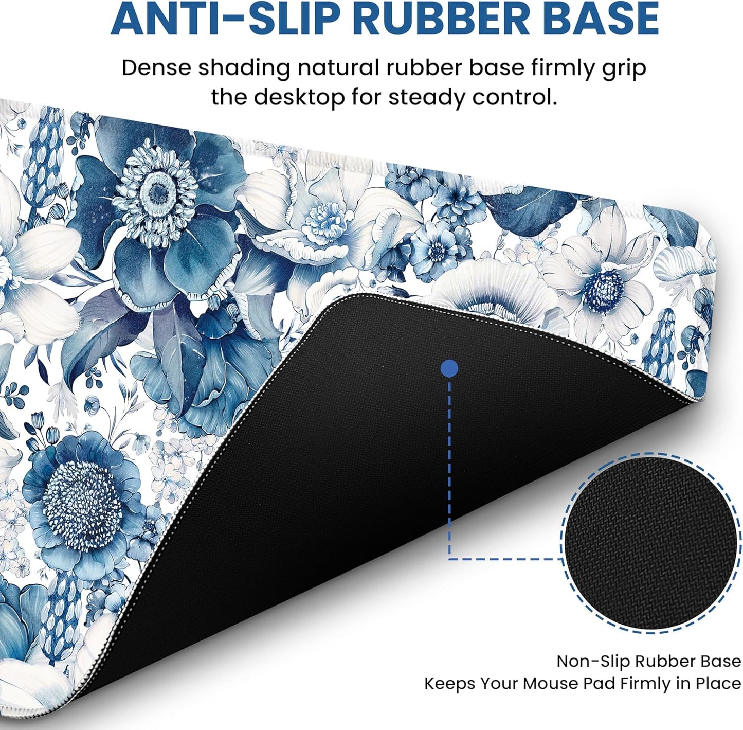 Large Mouse Pad for Desktop, Cute Desk Mat Pad Protector for Work & Gaming, Aesthetic Pretty Anti-Slip Laptop Blotter Cover for Office School Home Supplies, Wildflowers, 31.5" x 11.8"