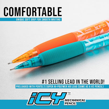 Pentel Icy Razzle-Dazzle Mechanical Pencil, (0.7mm), Assorted Barrels, Color May Vary, Pack of 12 (AL27RDBP12M)