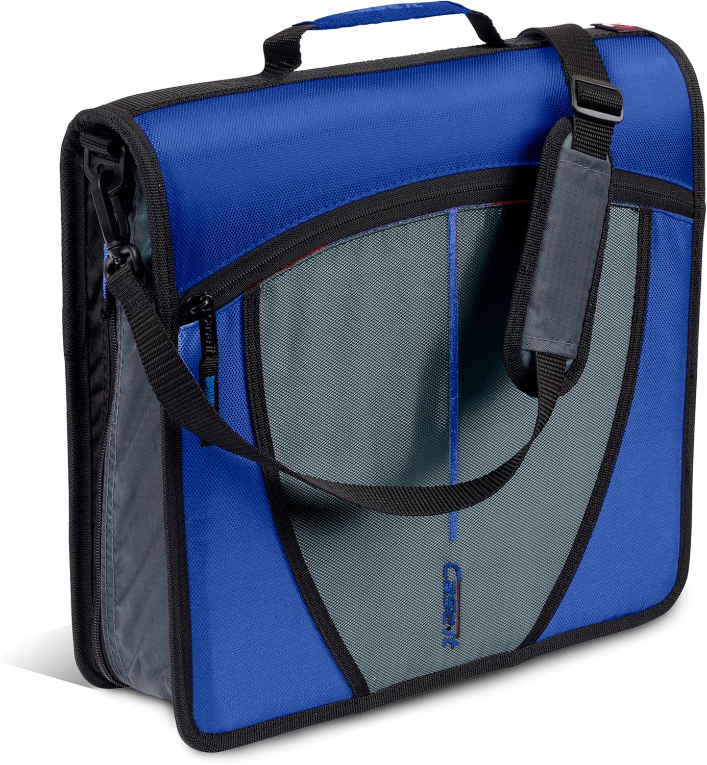 Case-it Mighty Zip Tab School Zipper Binder | 3-Inch O-Rings, 600-Sheet Capacity, 5-Subject Expanding File Folder, Multiple Pockets & Storage Organizer, Shoulder Strap | D-146 Jet Black