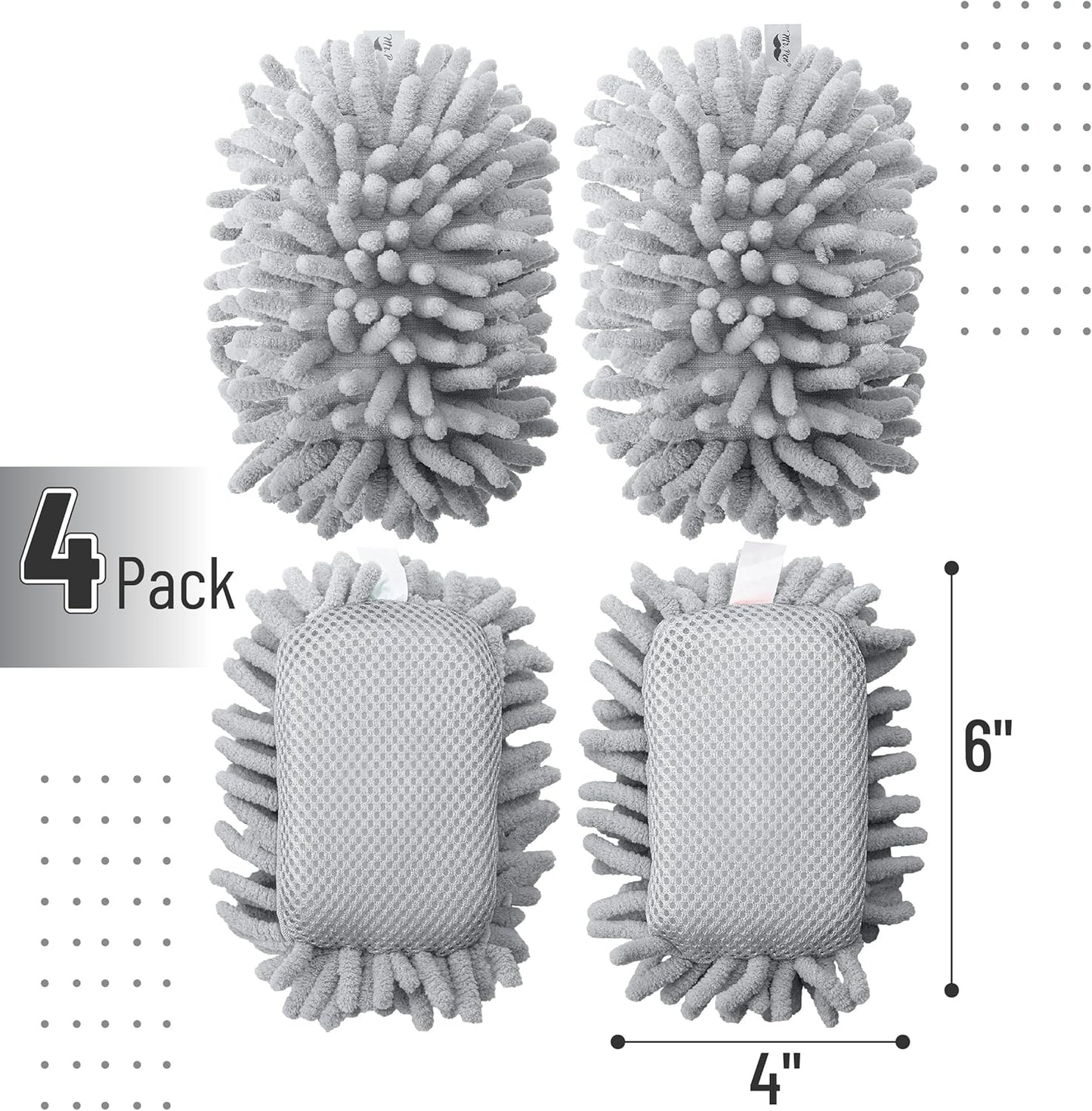 Mr. Pen- Magnetic Microfiber Shag Whiteboard Erasers, 4" x 6", 4 Pack, Dual Surface, Washable Large Dry Erase Board Cleaner for Chalk, Marker, Classroom, Office, Home