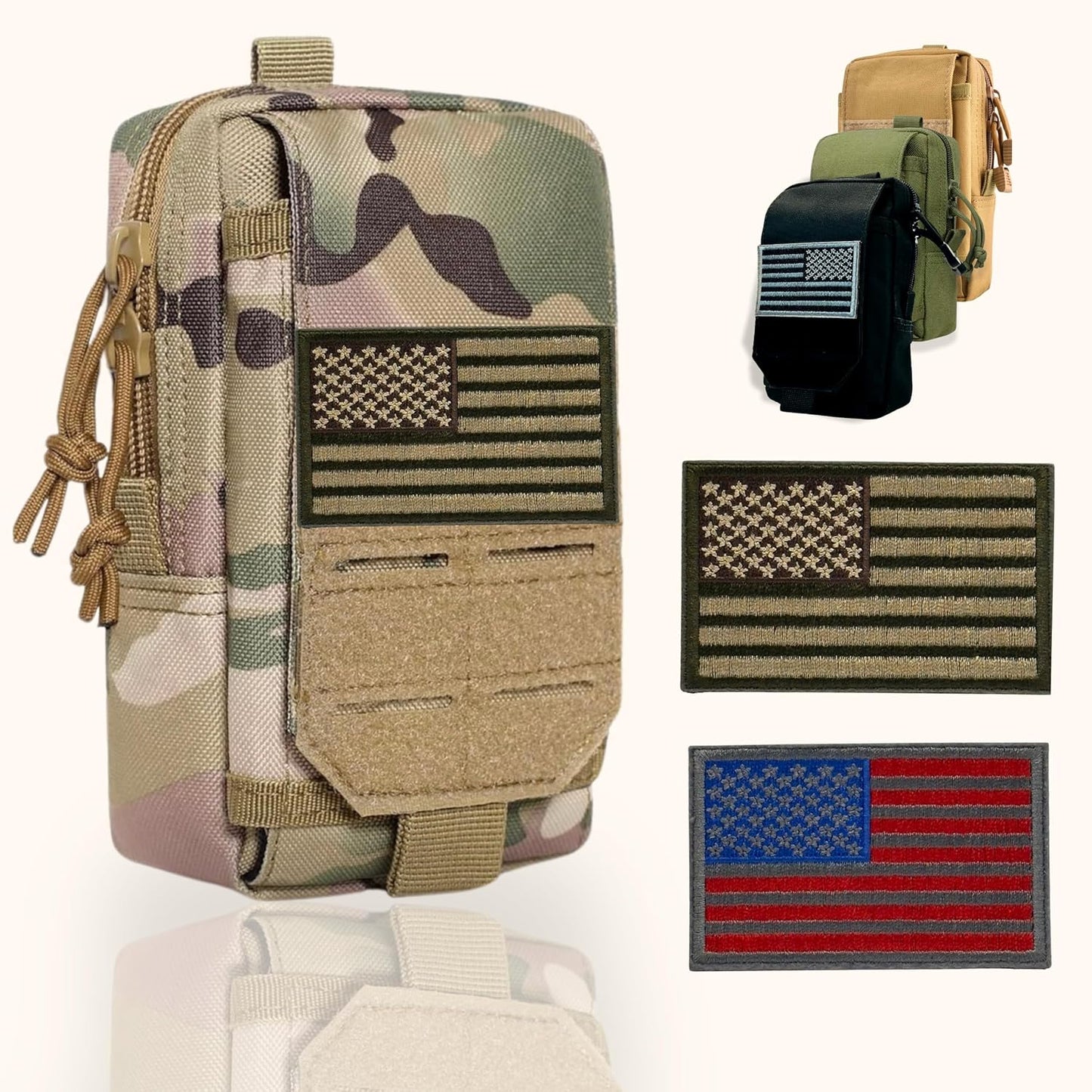 Tactical Molle Pouch Small Notebook Cover EDC Utility Bag Tool Pouch Gadget Organizer Military Waist Bag with US Flag Patch, 3”x5” Waterproof Notepad Pocket Notebook and Weatherproof Pen