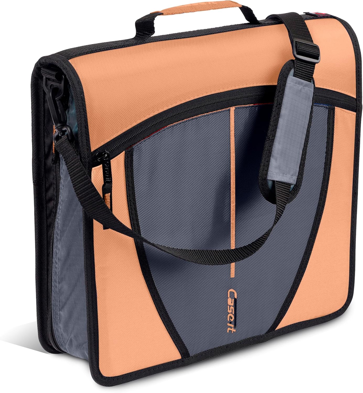 Case-it Mighty Zip Tab School Zipper Binder | 3-Inch O-Rings, 600-Sheet Capacity, 5-Subject Expanding File Folder, Multiple Pockets & Storage Organizer, Shoulder Strap | D-146 Jet Black
