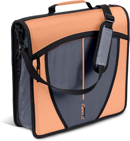 Case-it Mighty Zip Tab School Zipper Binder | 3-Inch O-Rings, 600-Sheet Capacity, 5-Subject Expanding File Folder, Multiple Pockets & Storage Organizer, Shoulder Strap | D-146 Jet Black
