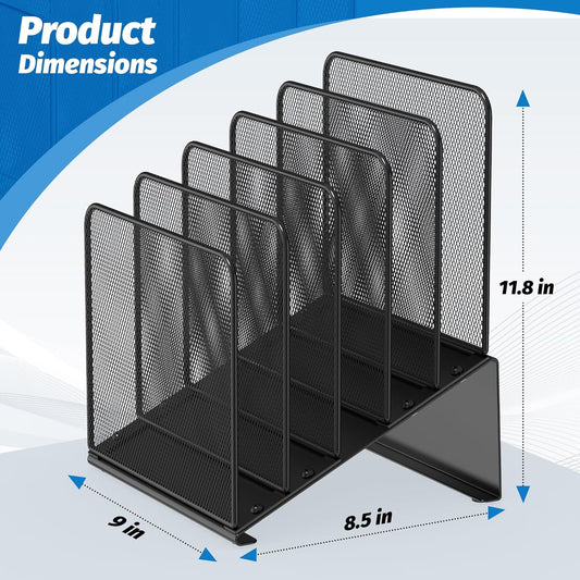 Inclined 5-Section Desk File Organizer, Vertical File Folder Holder File Sorter File Organizer for Desk Desktop Organization for Office Classroom