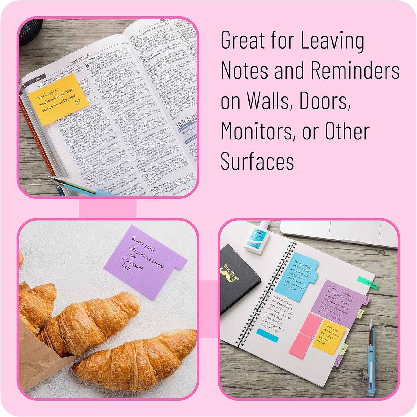 Mr. Pen- Sticky Notes Set, 410 Pack, Ruled, Dotted & Blank Notes with 150 Index Tabs, Divider Sticky Pads for Bible Study, Office, School, Planning, Journaling & Organization