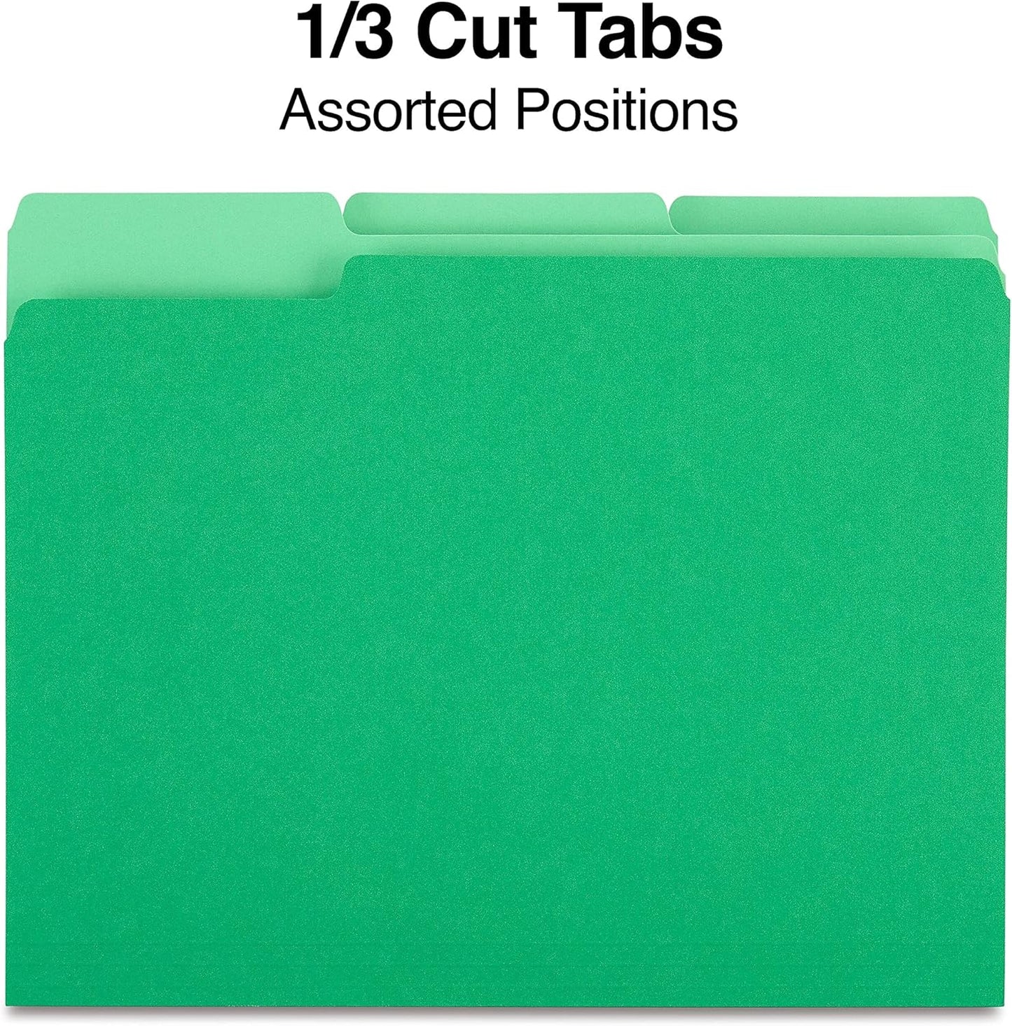 Staples File Folders, Letter Size, 1/3‑Cut Tabs, Purple, Durable 10.5‑Point Paper Stock, 100/Pack