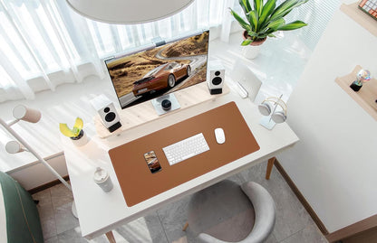 Large Desk Mat 47.2" x 17" Leather Desk Pad Protector with Natural Cork & PU Leather, Non-Slip Office Desk Mat, Large Mouse Pad, Waterproof Desk Blotter pad for Office&Home(Black)