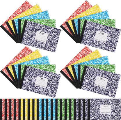 Fainne 20 Pieces Composition Notebooks 80 Pages Half Size Wide Ruled 4-7/8 x 7-1/2" Composition Books 11/32" Spacing Assorted Primary Covers Bulk(Green,Snowflake)