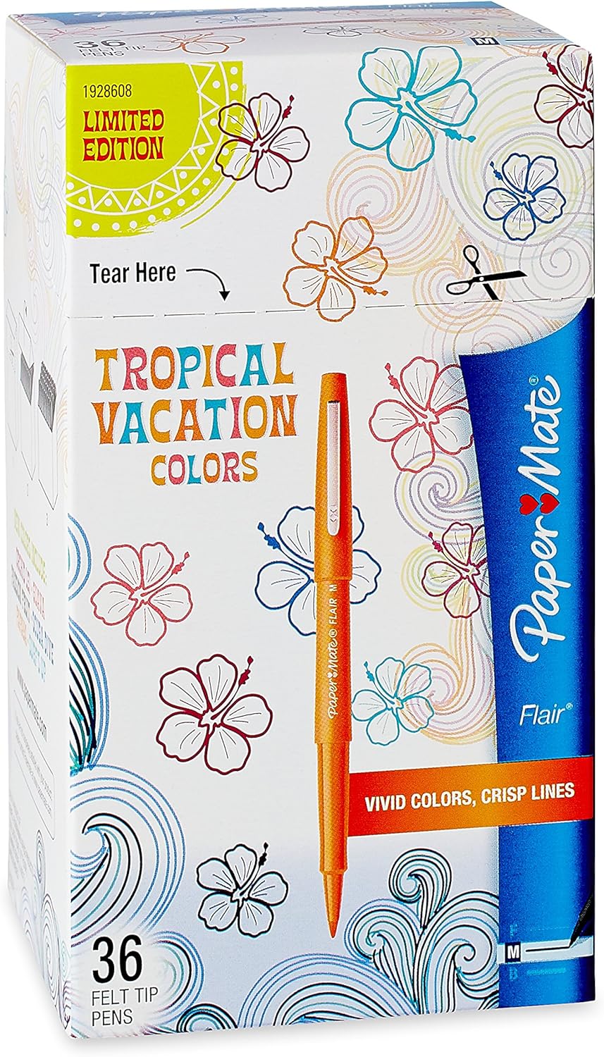 Paper Mate Flair Felt Tip Pens, Medium Point (0.7mm), Limited Edition Candy Pop Pack, 6 Count