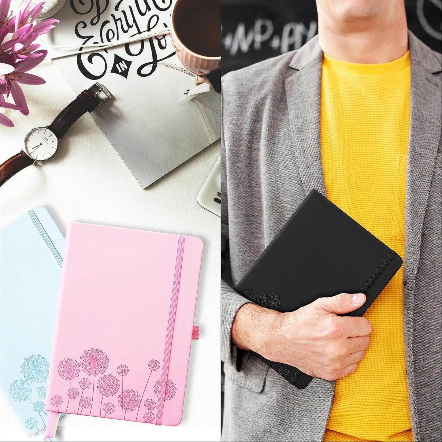 Notebook Journal for Women,A5 Hardcover Leather Journaling Notebooks for Work,200 Pages Travel Journal for Women Men with Pen Holder and Ribbon,5.78"×8.34"(Turquoise)