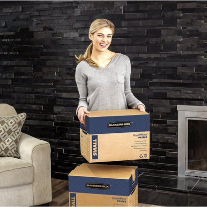 Bankers Box Large Prime Moving Box 6 Pack, Reinforced Handles, Tape-Free Assembly, Attached Lid, 18-in x 18-in x 24-in (0062904)