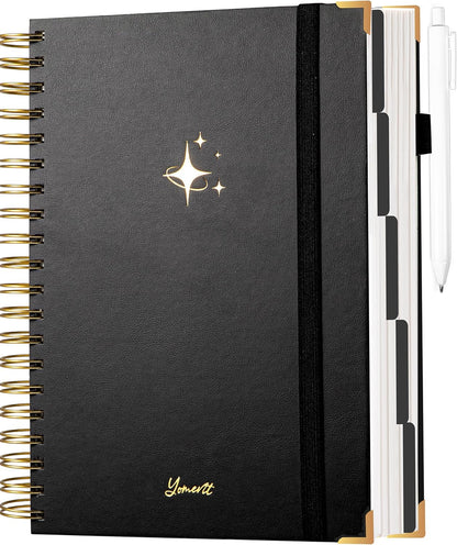 Hardcover Spiral Notebook with Tabs 8"x10" Large Spiral Lined Journals for Women with Dividers 240 Pages College Ruled Composition Notebook 5 Subject Notebook for Work, Back to School, Gifts, Purple