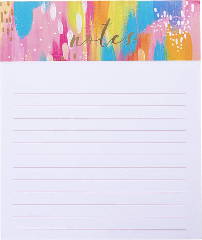 Graphique Jotter Notepad, Brush Strokes Design – 4.5" x 5.5" x 1”, 250 Lined Pages with “Notes” at the Top Embellished in Gold Foil – Cute Journal for Leaving Messages and Taking Notes
