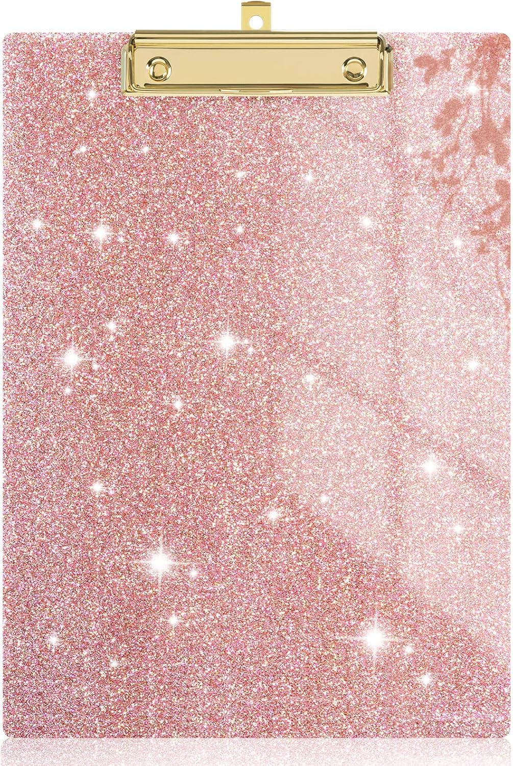 Rimilak Acrylic Glitter Clipboards, Sparkly Board with Low Profile Gold Clip, Designed for Classroom School and Office Use, A4 Letter Size 9 x 12.5 in, Pink