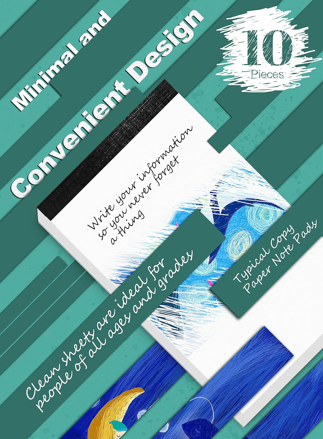 Notepad 4x6 Notepads 8 Pack Lined Note Pads 4x6 Paper Pads Memo Pads 4x6 Scratch Pads 4x6 Server Note Pads Ruled Pages Pocket Notebook Small Writing Pads for Daily Planning School Office 30 Sheets/Pad